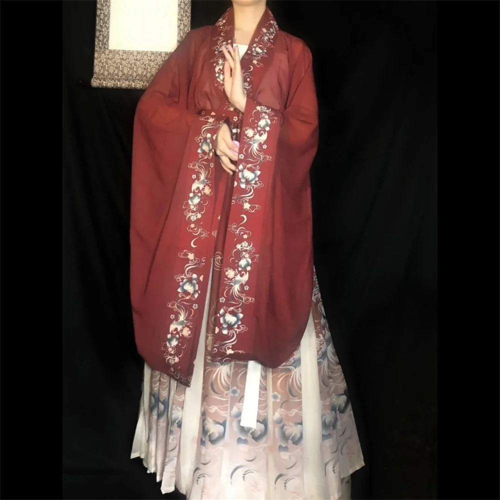 Robe Hanfu chinoise pour femmes, Costume de carnaval Cosplay, tenue de fête, Vintage traditionnel ancien, robe d'été verte et rougeHanfu