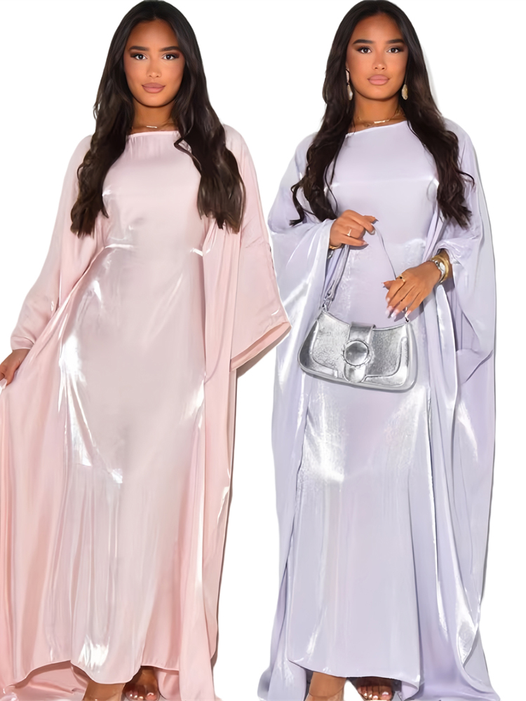 Abaya-Robe de Luxe en Satin pour Femme Musulmane, Vêtement Éducatif, Type Kaftan, à Motif de Papillon et Chauve-Souris
