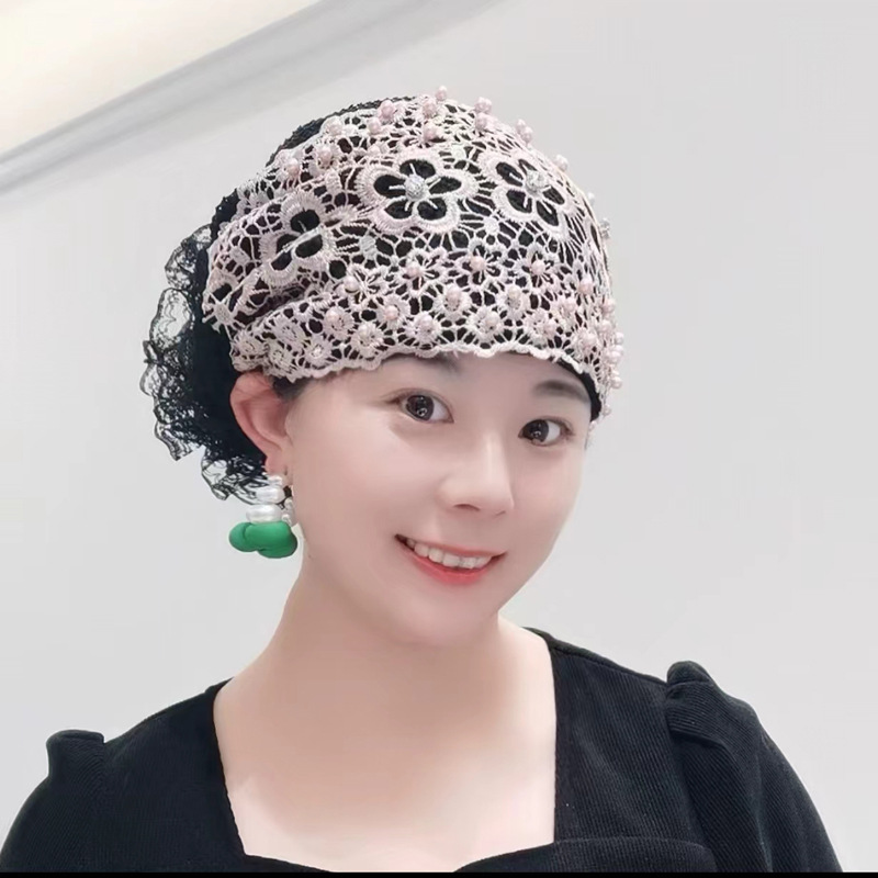 Foulard de tête musulman chapeau Cancer chimio chapeaux Turbante Mujer perles broderie Turban casquette pour femmes été respirant bandeau Bonnet