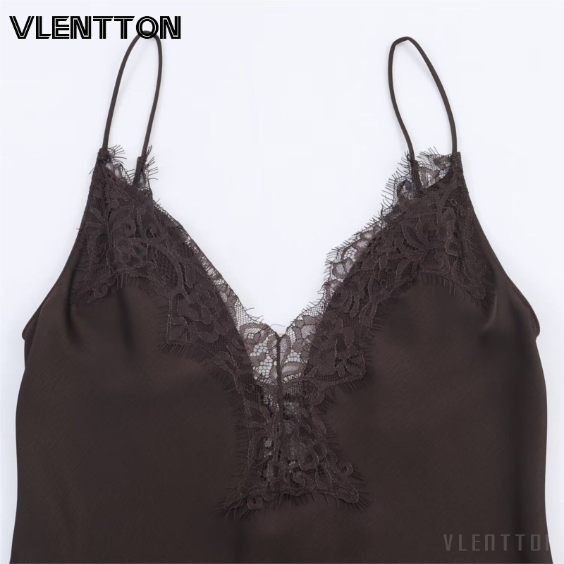 Robe de soirée élégante en satin pour femme, avec dentelle, bretelles spaghetti, col en V sexy, ourlet asymétrique, de haute qualité