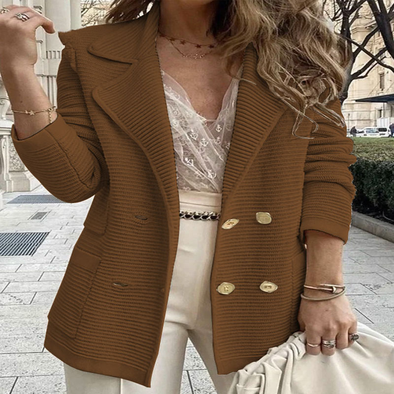 Nouveau manteau décontracté pour femmes texture veste à manches longues automne et hiver