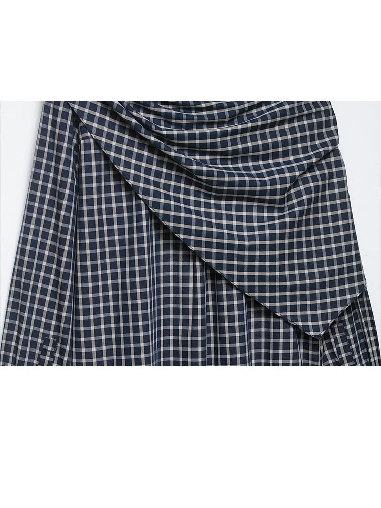 HH Femme 2026 Chemise à carreaux polyvalente à revers et manches longues, style décontracté chic, boutonnage simple