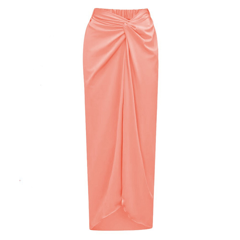Robe de plage unie tendance pour femme, décontractée, taille haute élastique, jupe longue fendue, nouvelle collection été 2025, tenue de plage, cache-maillot de bain style Spice Girl