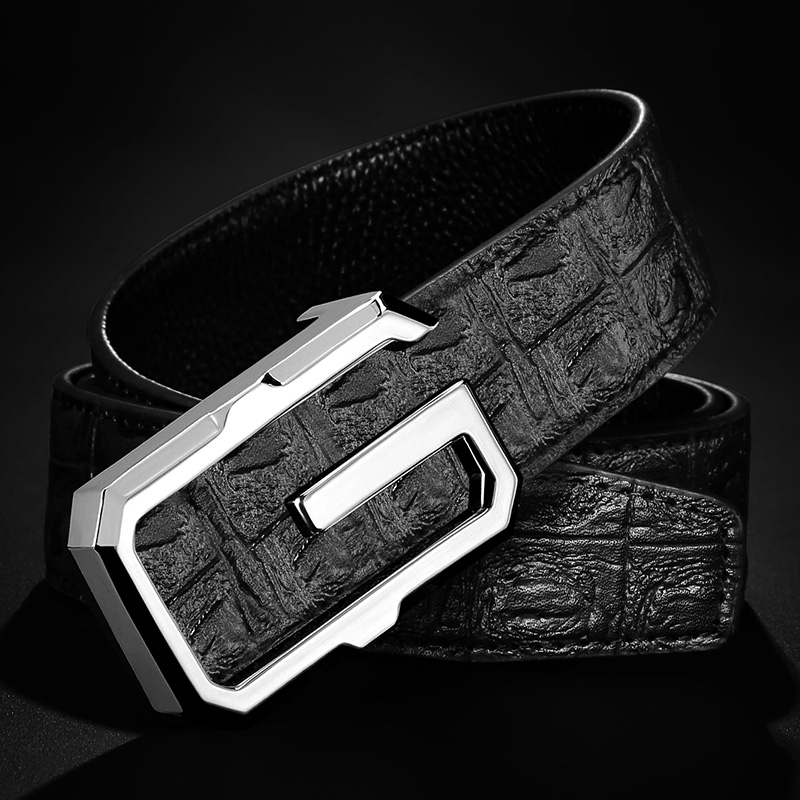 Ceinture g en cuir véritable pour homme, accessoire de luxe, de bonne qualité, classique, gris, décontracté