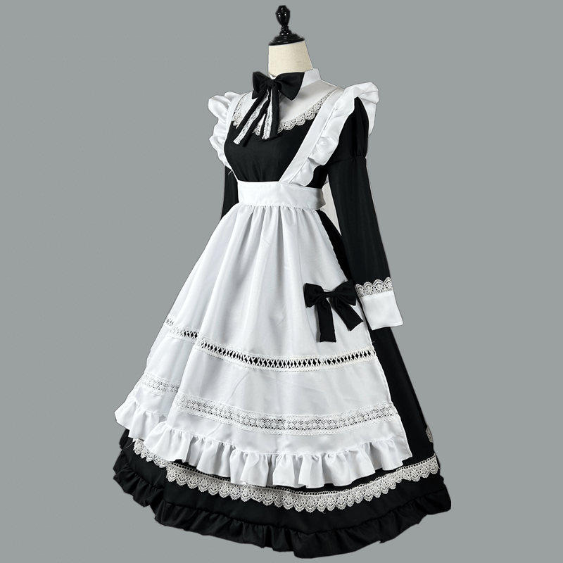Costumes de femme de chambre classique Anime Cosplay, robe de soirée japonaise Kawaii, grande taille, tablier blanc, tenues de femme de chambre, uniforme d'écolière de carnaval
