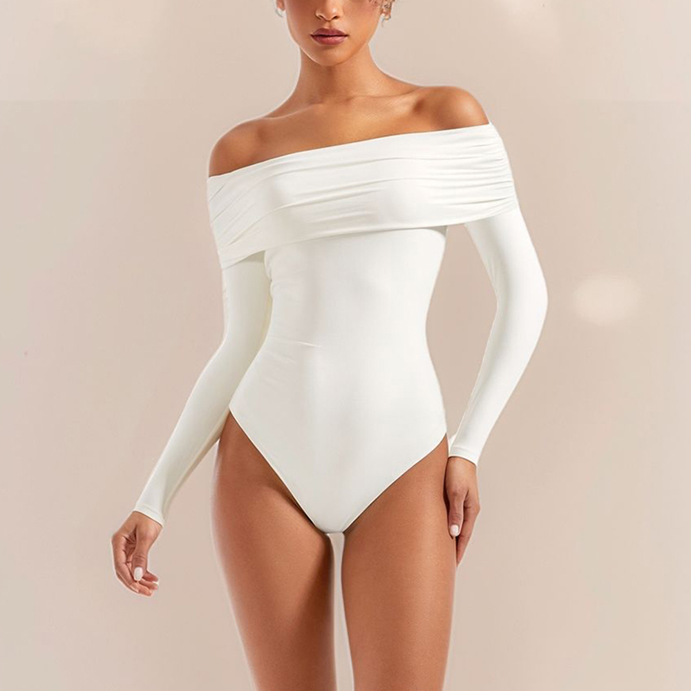 Body chemisier basique à manches longues pour femme, coupe ajustée, épaules dénudées, style streetwear Y2K, automne hiver