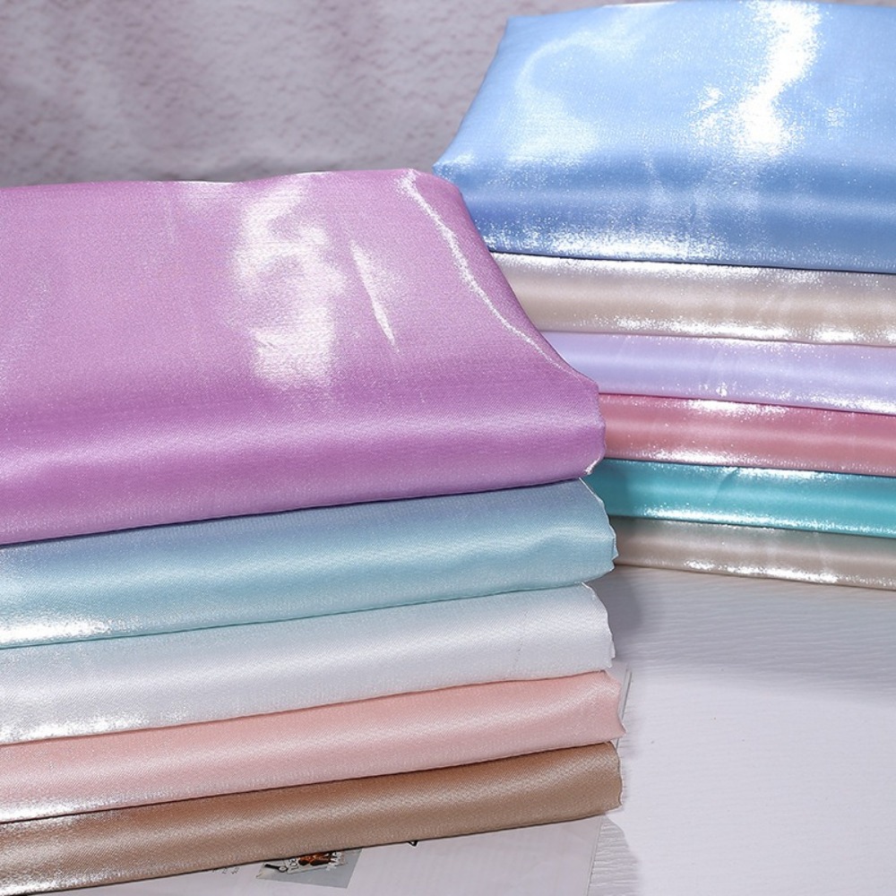 Tissu satin liquide en polyester, tissu d'habillement épaissi, réfléchissant naturel, tissu de soie cristalline satinée, robe de mariée décorative