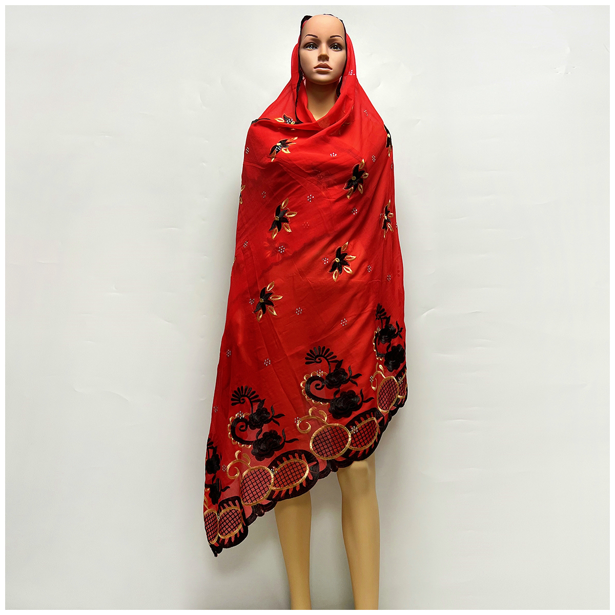 Écharpes pour femmes africaines, mode 20224, Design grand cercle, grande broderie en coton, grande taille, écharpe musulmane pour châles Pashmina, offre spéciale