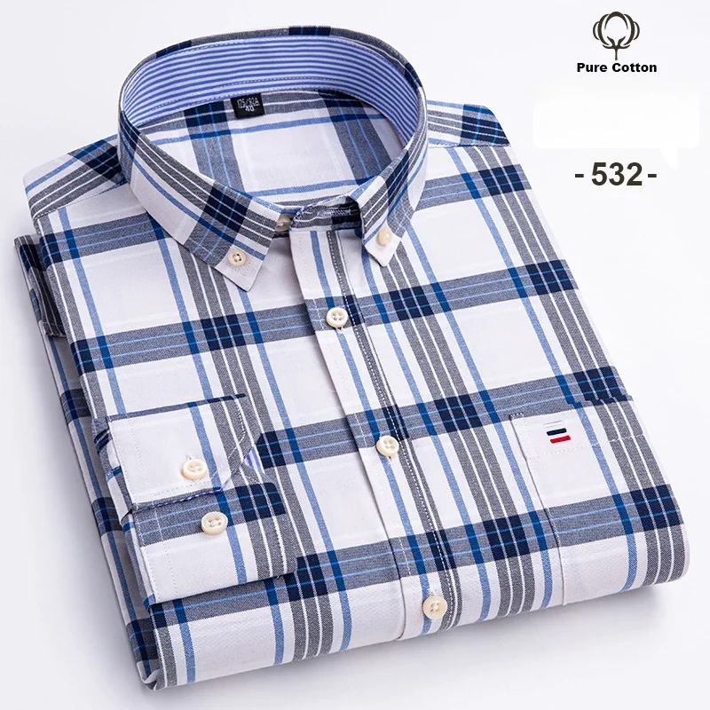 Chemises à manches longues surdimensionnées 7XL pour hommes, 100% coton Oxford, coupe ajustée, chemise unie, douce, décontractée, élégante, vêtements de créateur