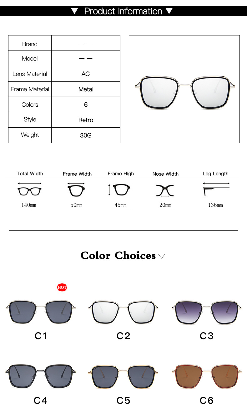 Lunettes de soleil carrées en métal pour hommes et femmes, marque de luxe, rétro, steampunk, nickel é, nuances, UV400, 2020