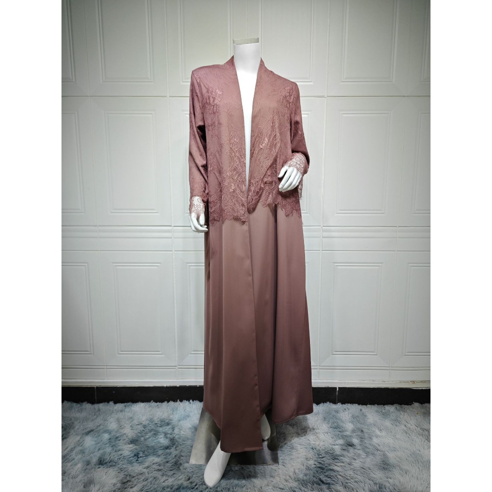 Robe Abaya pour femmes pour le Ramadan et l'Aïd, cardigan modeste, robes de soirée, caftan en dentelle, robe longue arabe, caftan marocain, Dubaï, Vestidos Jalabiya
