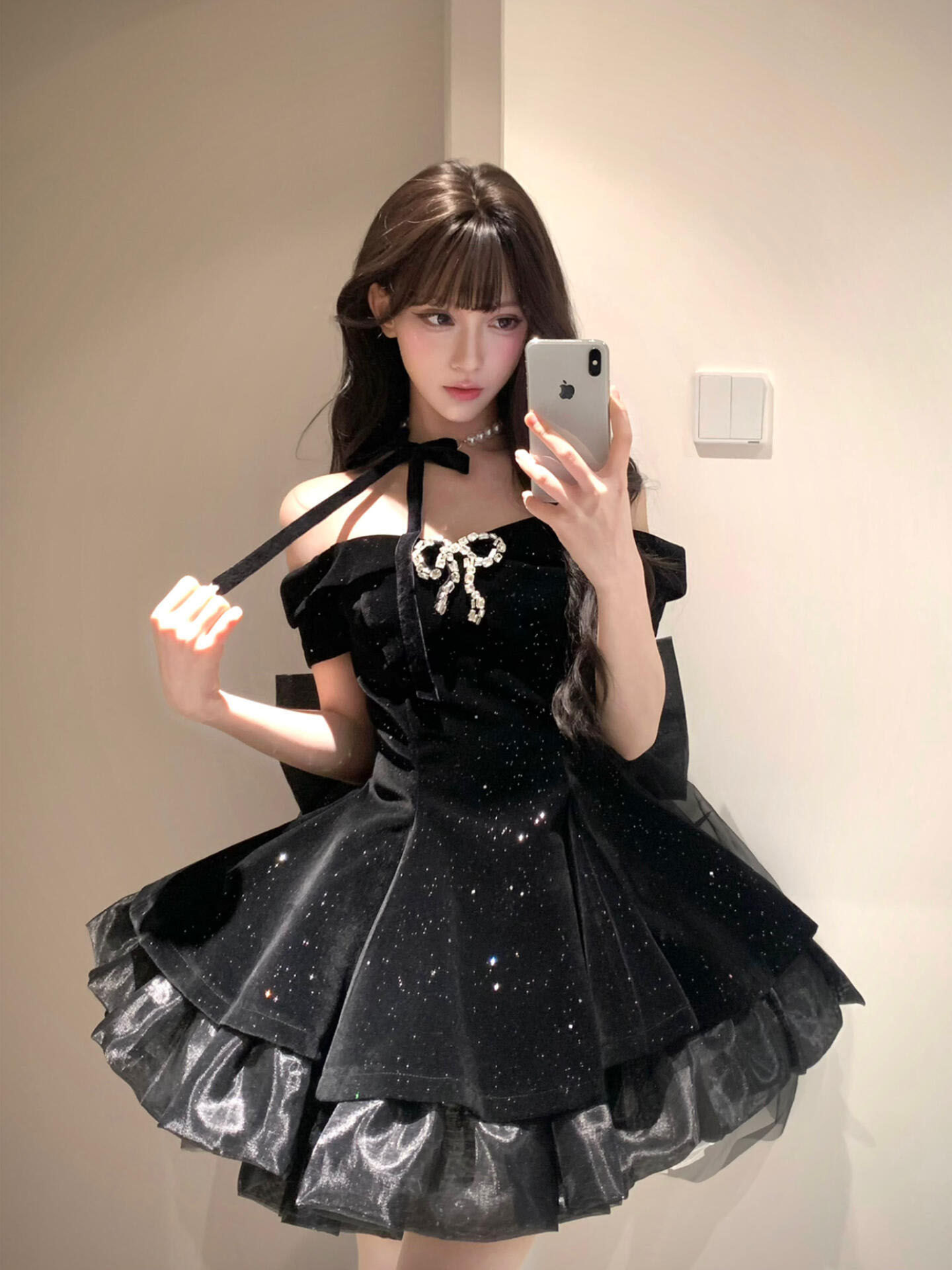 Robe noire française Vintage élégante pour femmes, gothique, épaules dénudées, rétro Y2k, Mini robe féerique, fête d'anniversaire, tenues chics, 2025