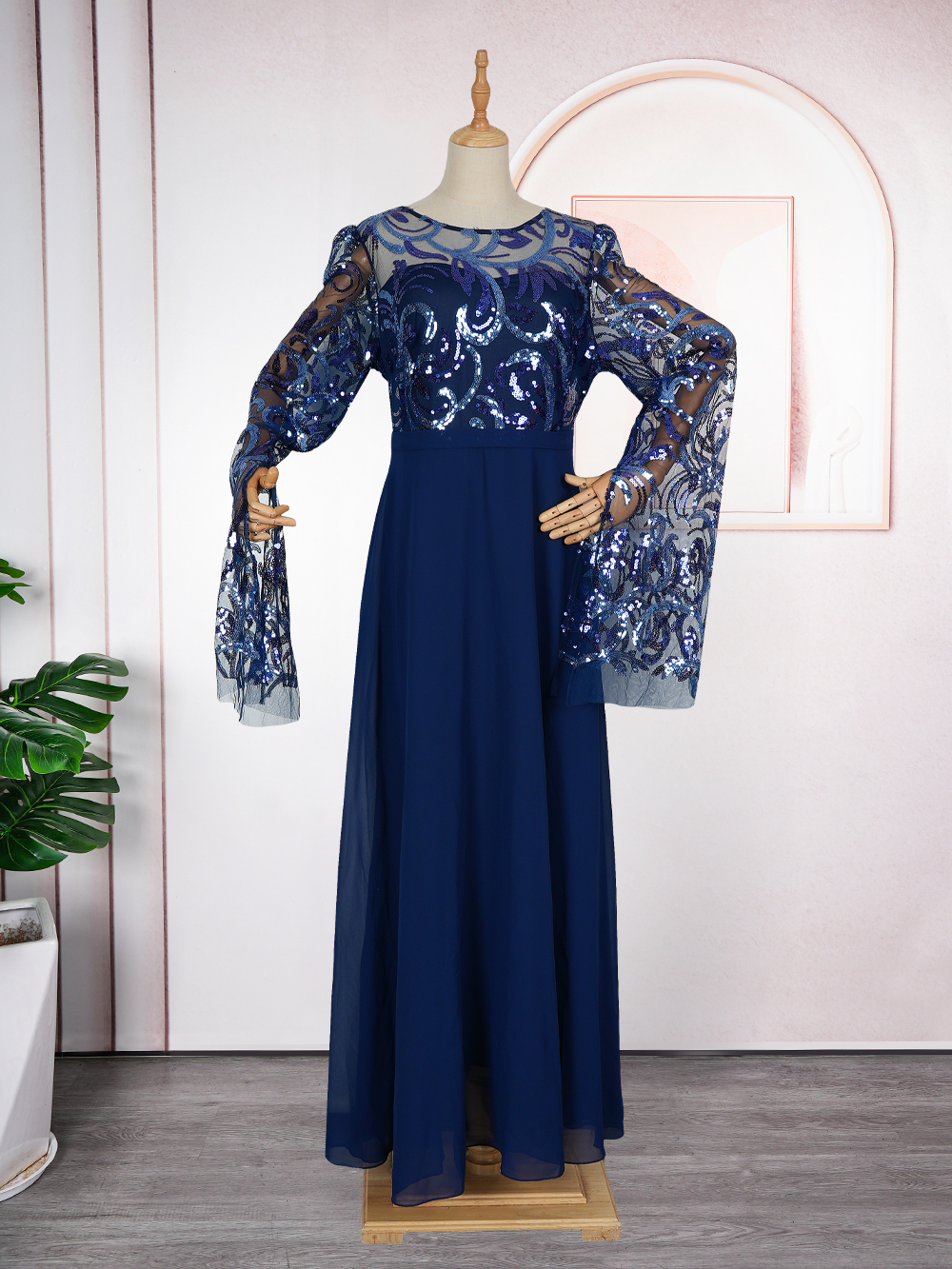 Robes de soirée de mariage africaines grande taille pour femmes Dashiki paillettes à manches longues robe de soirée élégante turquie robe Maxi musulmane