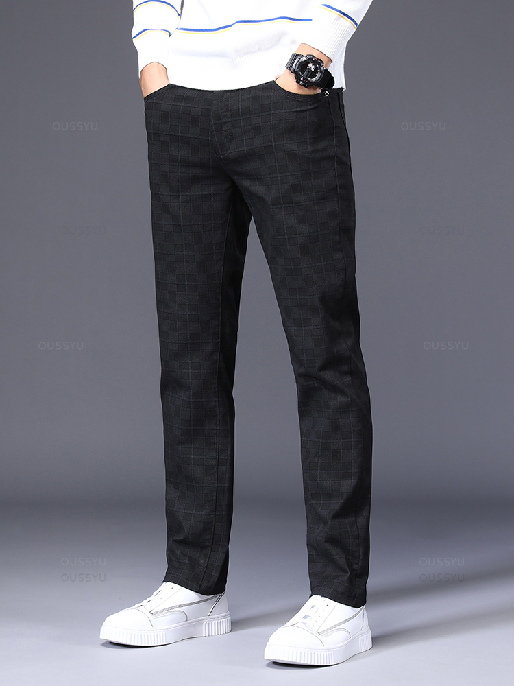 Haute qualité marque vêtements classiques Plaid pantalons décontractés hommes 98% coton rétro affaires Banquet vérifier pantalon mâle grande taille 40 42