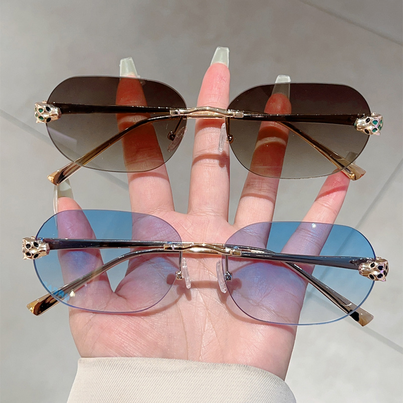 Lunettes de soleil ovales sans bords pour hommes et femmes, nouvelle mode, Vintage, dégradé, nuances décontractées, tendance, marque de luxe, Design, décor