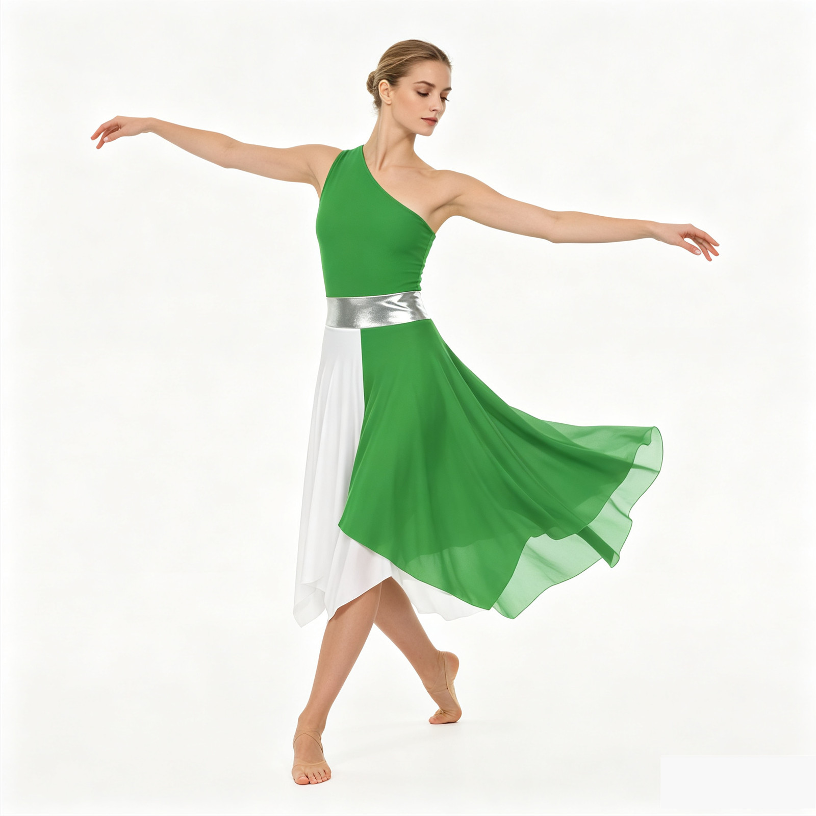 Robe de danse lyrique de Ballet pour femmes, asymétrique épaule dénudée, Patchwork, esprit liturgique, louange, chorale, robes de culte d'église, vêtements de danse