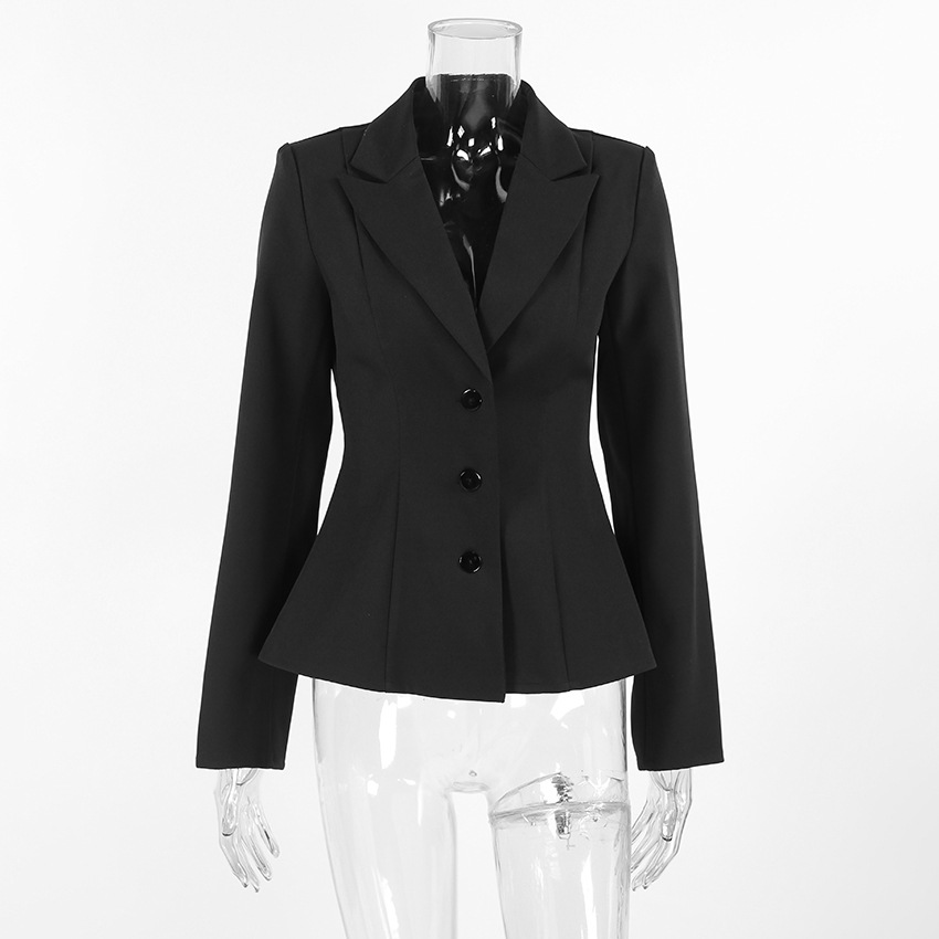 Veste femme 2025 printemps automne nouveau col cranté à manches longues cintrée à la taille élégant bureau dame Blazer avec épaules rembourrées