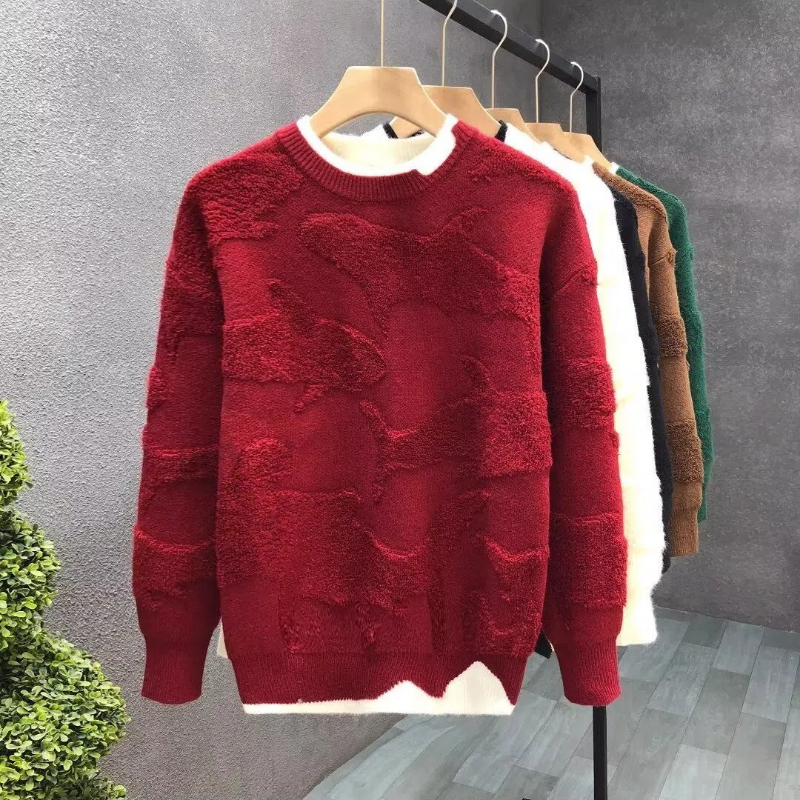 Pull à manches longues et col rond pour homme, couleur unie, décontracté, assorti avec tout, chaud et simple, nouvelle mode automne hiver