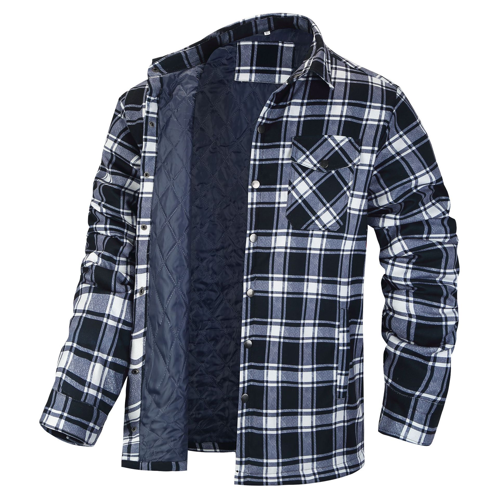 Vêtements pour hommes européens et américains : Nouvelle collection 2026 – Chemise épaisse à carreaux à manches longues et col boutonné, style veste pour homme