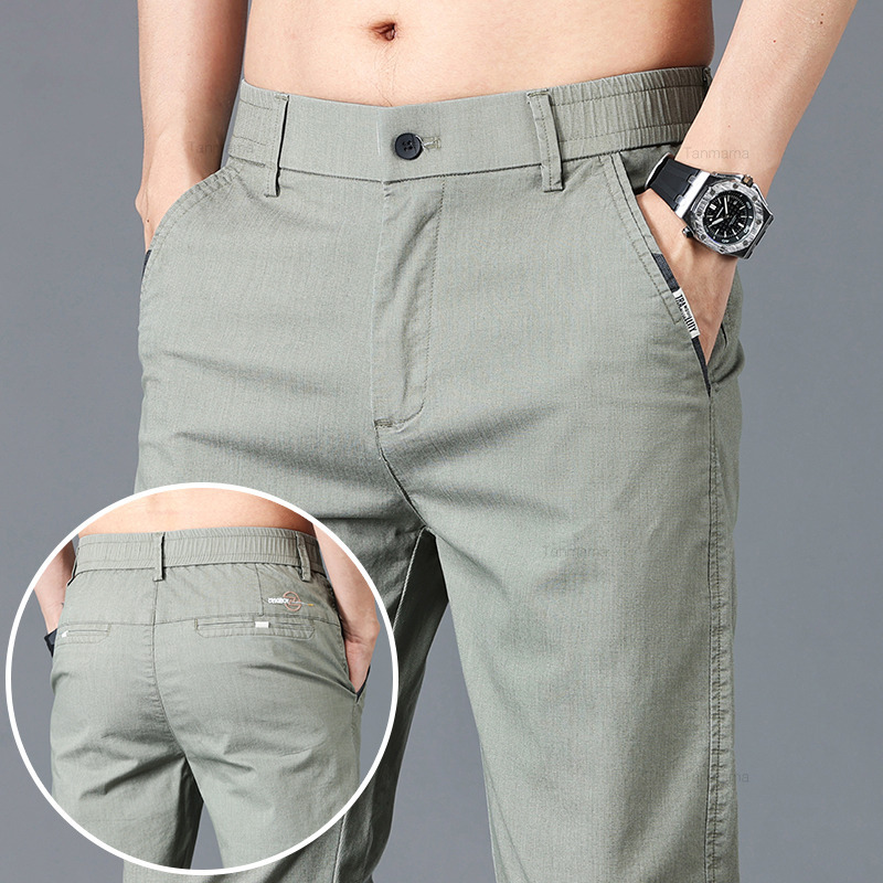 Pantalon décontracté en coton pour hommes, mince et doux, élastique, mode coréenne, fjBlack, vert, printemps, été