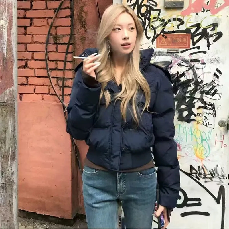 Femmes automne hiver col de fourrure coton manteau 2025 nouvelles femmes chaud épaissir à capuche coton rembourré veste femmes court Parkas vêtements d'extérieur