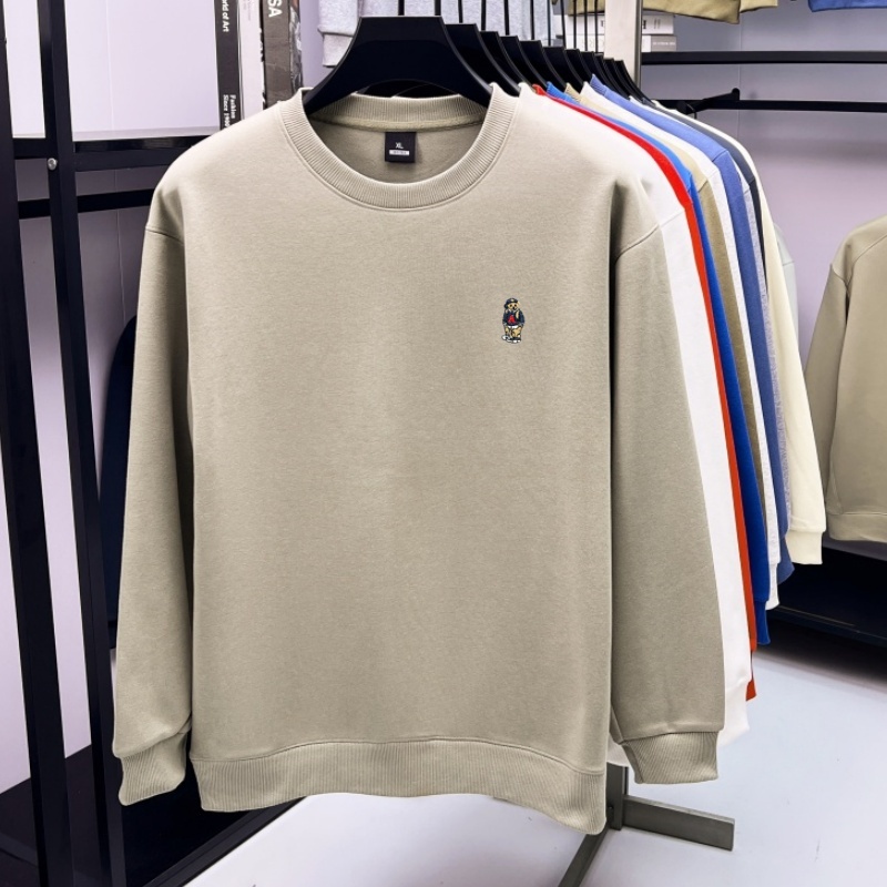 Mode haut de gamme dessin animé petit ours brodé pullover nouvelle tendance marque de luxe confort cou rond vêtements pour hommes décontractés