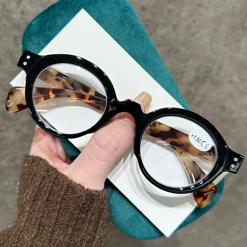 Lunettes de presbytie à monture ronde rétro littéraire pour femmes, monture ultralégère, haute définition, bloquant la lumière bleue, lunettes de lecture