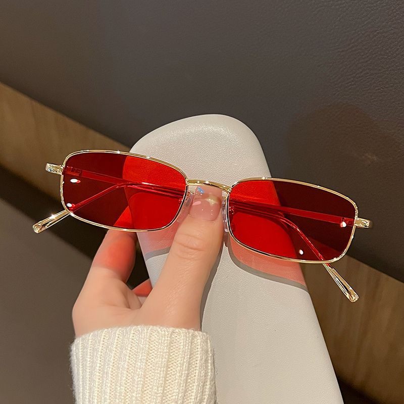 Lunettes de soleil rectangulaires tendance pour hommes et femmes, style vintage, pour la conduite, monture métallique de luxe, verres solaires