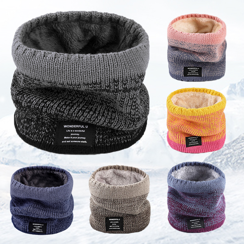Hiver femmes hommes tricoté dégradé foulard cou écharpe masque de Ski unisexe en peluche épaissir chaud écharpe femme coupe-vent laine écharpe