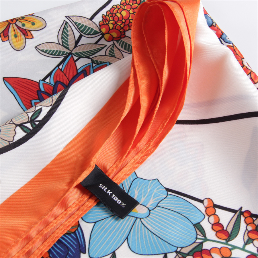 Foulard carré imprimé fleurs espagnoles pour femmes, grand châle, foulard bandana, hijab féminin, étoles de luxe, 130cm
