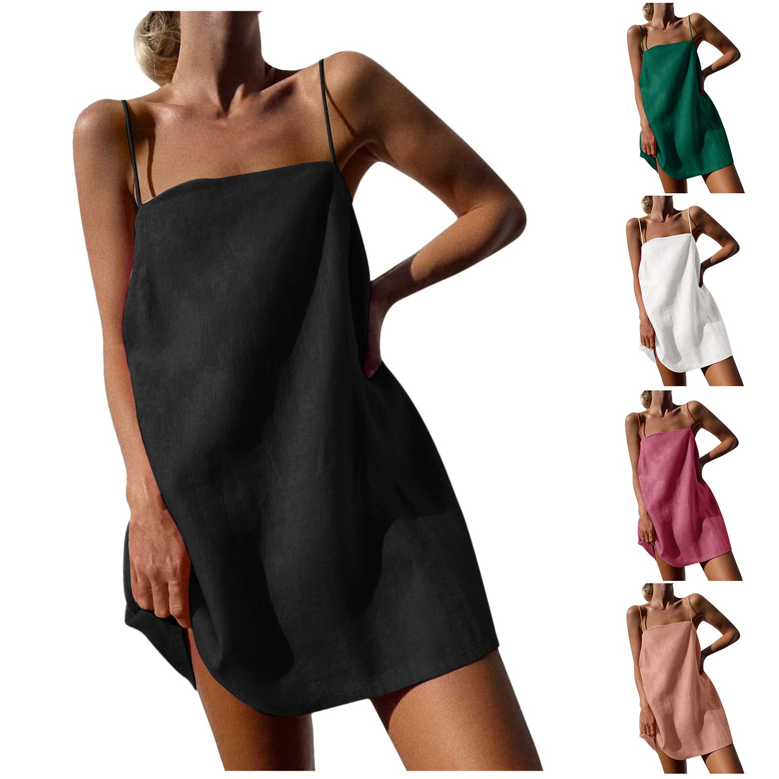 Robes d'été en lin pour femmes, robes de vacances décontractées, bretelles spaghetti mignonnes, robes éducatives pour les occasions formelles