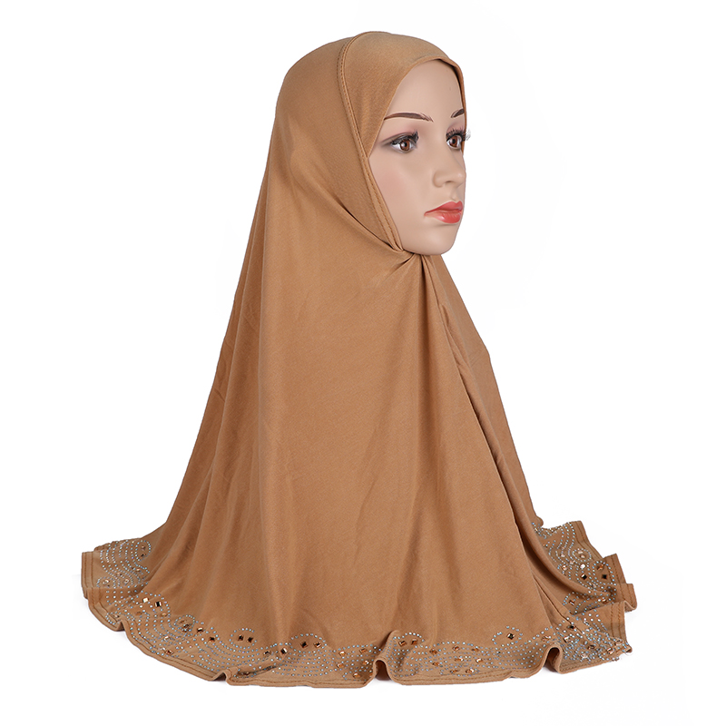 H001 Adultes grande taille musulman hijab écharpe avec strass islamique foulard chapeaux armia tirer sur bandeau ramadan cadeau