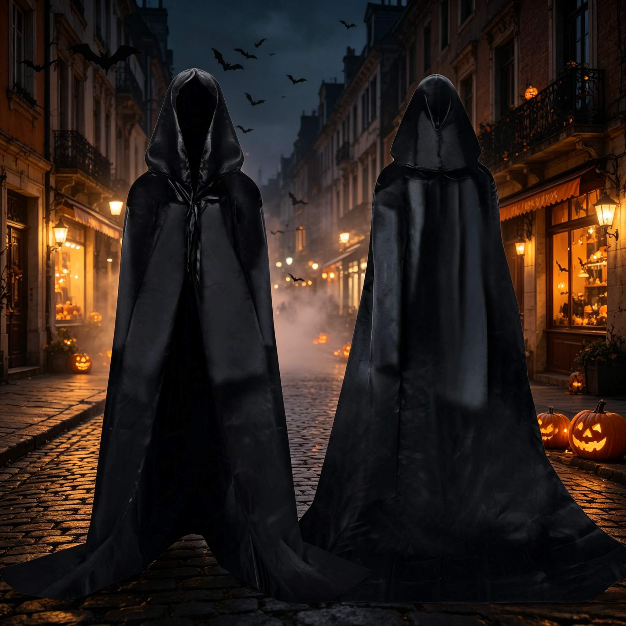 Cape noire à capuche pour Halloween, longue robe à capuche, costume médiéval, cape à capuche pour déguisement gothique diable