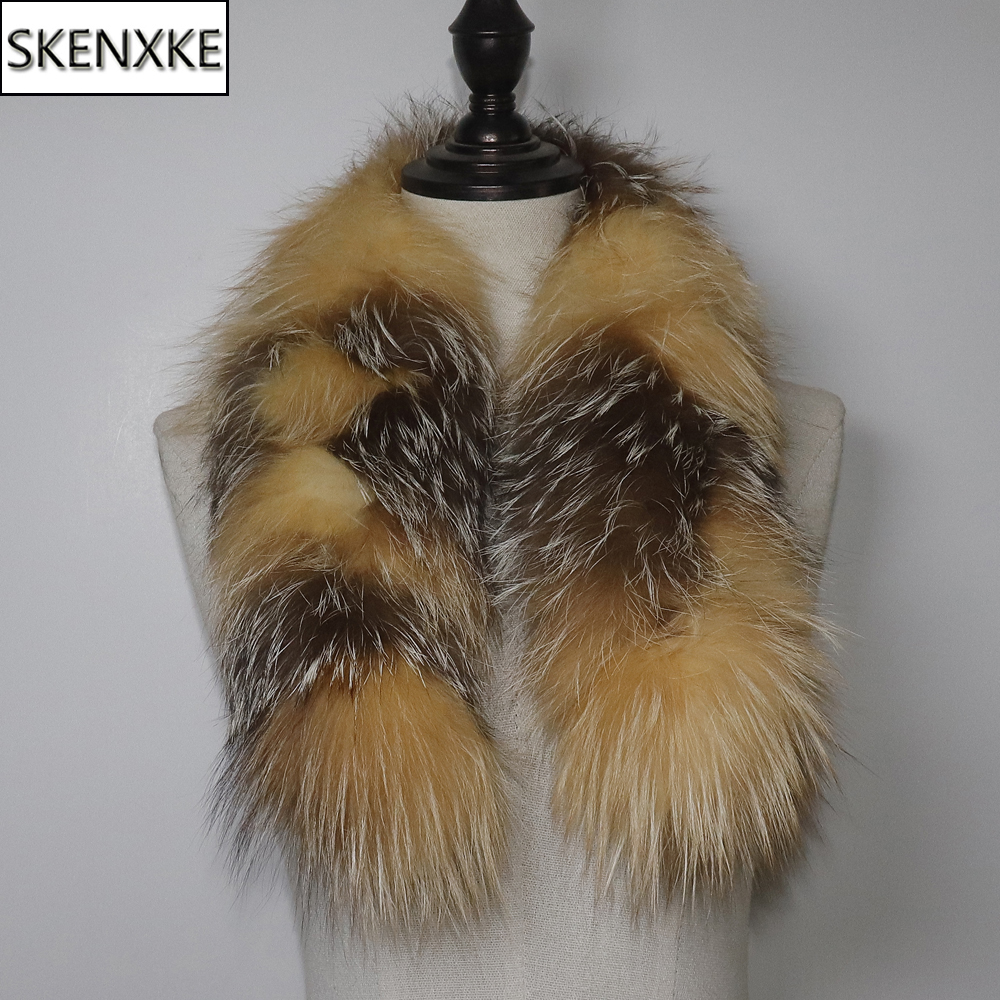 Nouveau femmes hiver 100% véritable fourrure de renard écharpe en plein air garder au chaud épais naturel fourrure de renard foulards dame mode véritable fourrure de renard silencieux