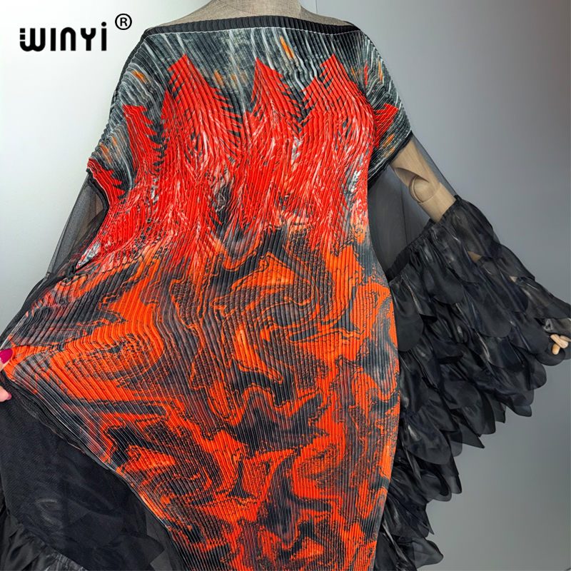 Robe plissée élastique WINYI, robe de plage, kaftan, abaya, robe de soirée de luxe Dubaï, robe de soirée rétro, abaya pour femme musulmane