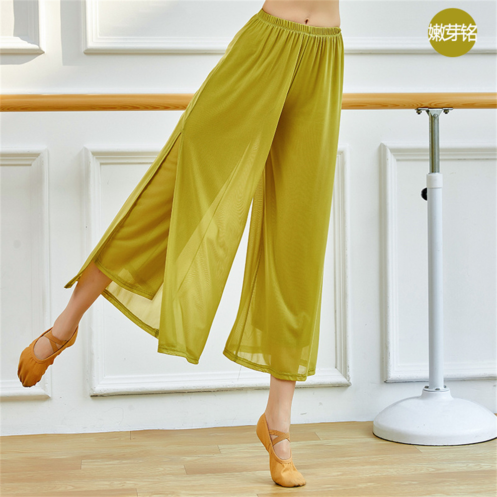 Pantalon de sport à jambes larges pour femmes, double couche, maille, danse, fitness, vêtements longs pour adultes, mode, nouveau