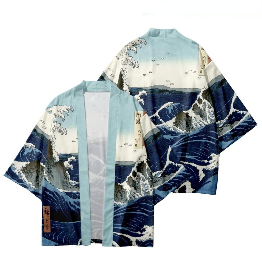 Kimono samouraï traditionnel pour hommes et femmes, imprimé Dragon, Anime japonais, Cosplay Haori, Yukata, hauts, Robe d'été