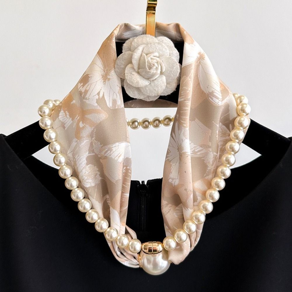 Écharpe longue en soie avec perles magnétiques, petit châle fin à perles, boucle magnétique, écharpe à boucle magnétique, mode féminine