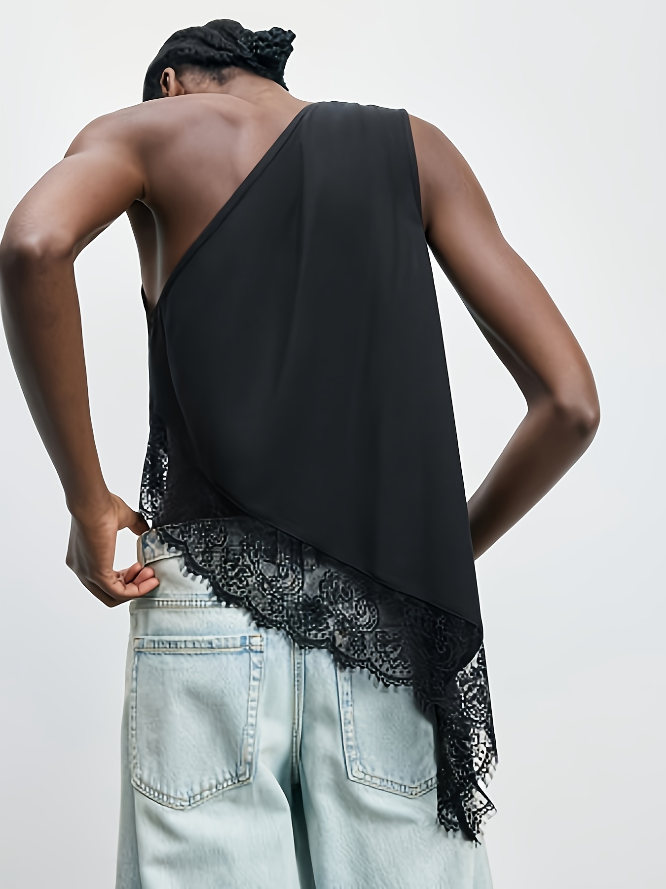 Gilet élégant et sexy à une épaule pour femmes, en dentelle, pour l'été, décontracté, pour les déplacements, pour sortir