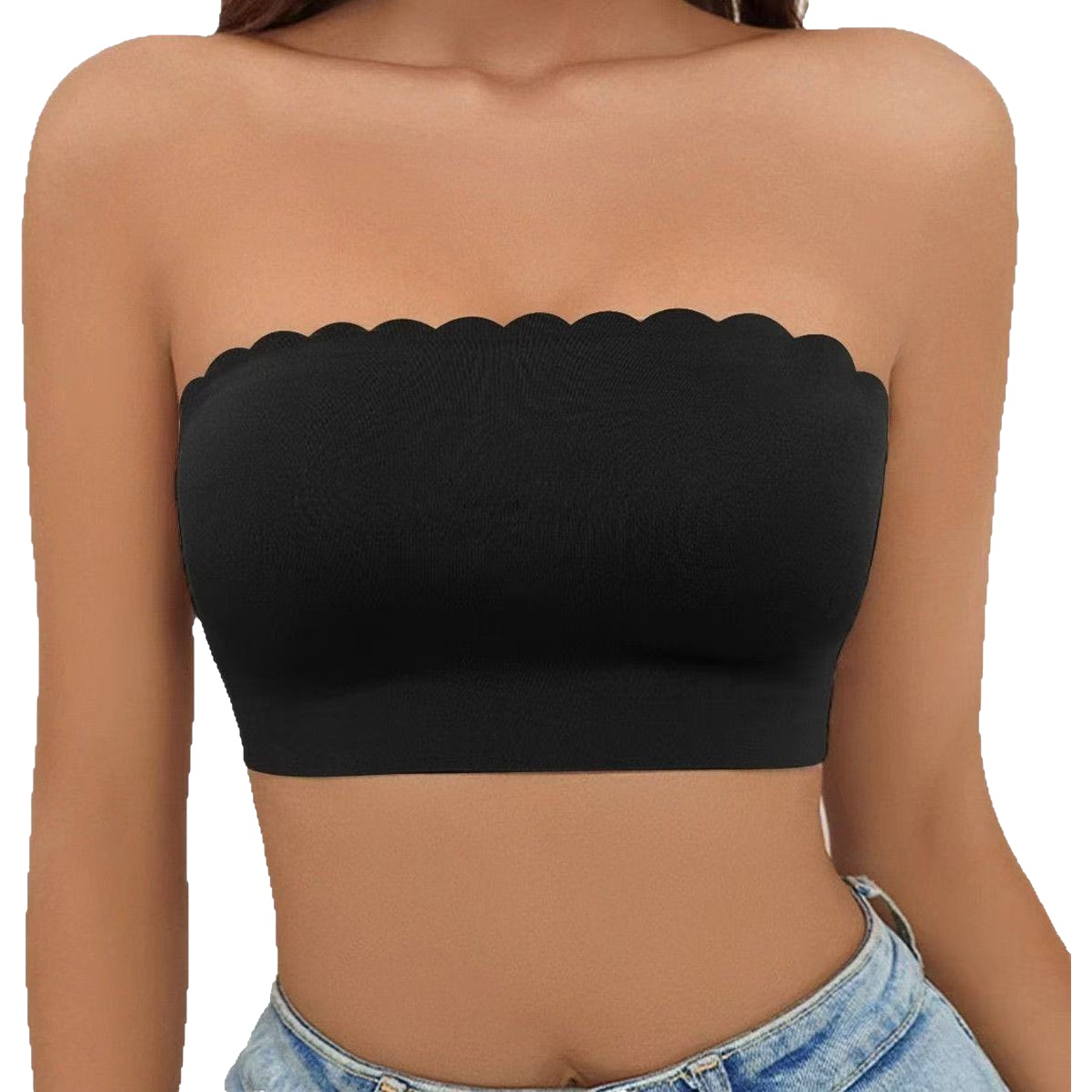 Soutien-gorge sans fil en soie glacée pour femme, sans couture, anti-glissement, sans bretelles, style bandeau, en tissu nylon confortable, style Pure Desire