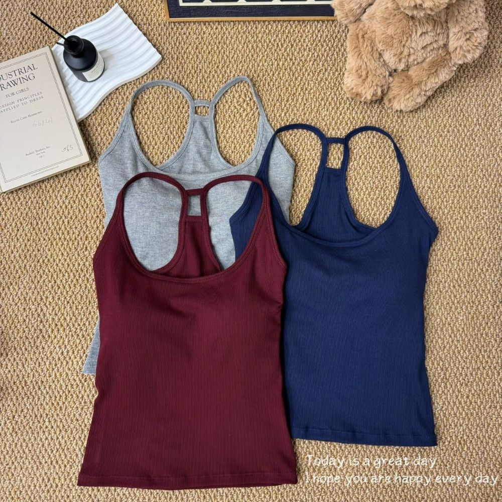 Débardeurs d'été décontractés à col en U sans manches avec coussinets, hauts ajustés, camisoles, gilets fins, corsets pour femmes