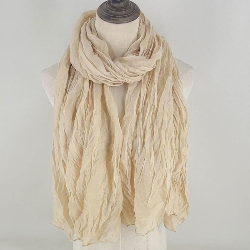 Écharpes longues de 175 cm pour femmes, écharpe en coton et lin doux, respirante et confortable, châle pour l'automne et l'hiver, écharpe unie de couleur unie