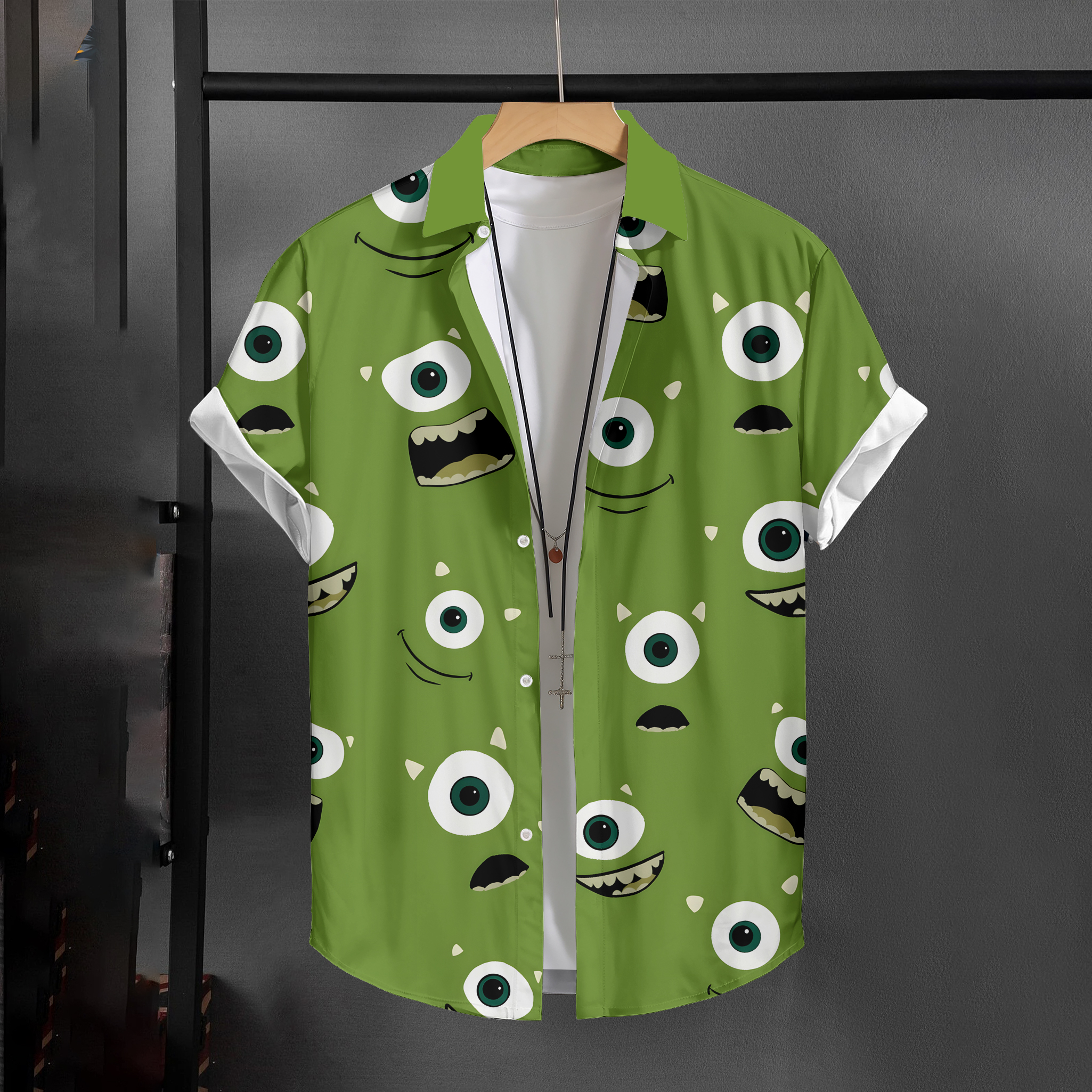 Chemise de plage hawaïenne à manches courtes pour hommes, motif dessin animé, nouvelle impression 3D Monsters, Inc. Vêtements pour hommes tendance