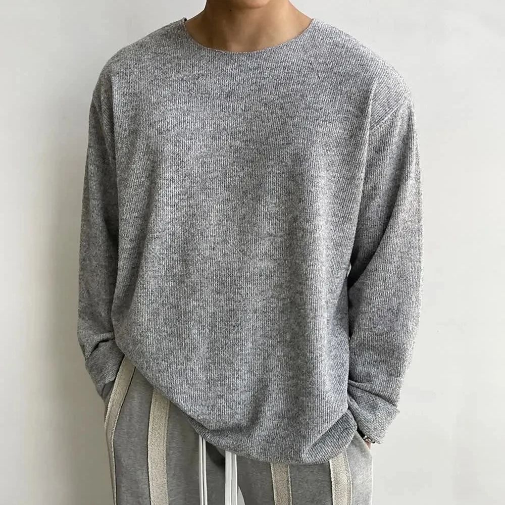 T-Shirt à manches longues pour hommes, basique et décontracté, couleur Pure quotidienne, assorti avec tout, Simple et fin, vêtements pour hommes, printemps et automne