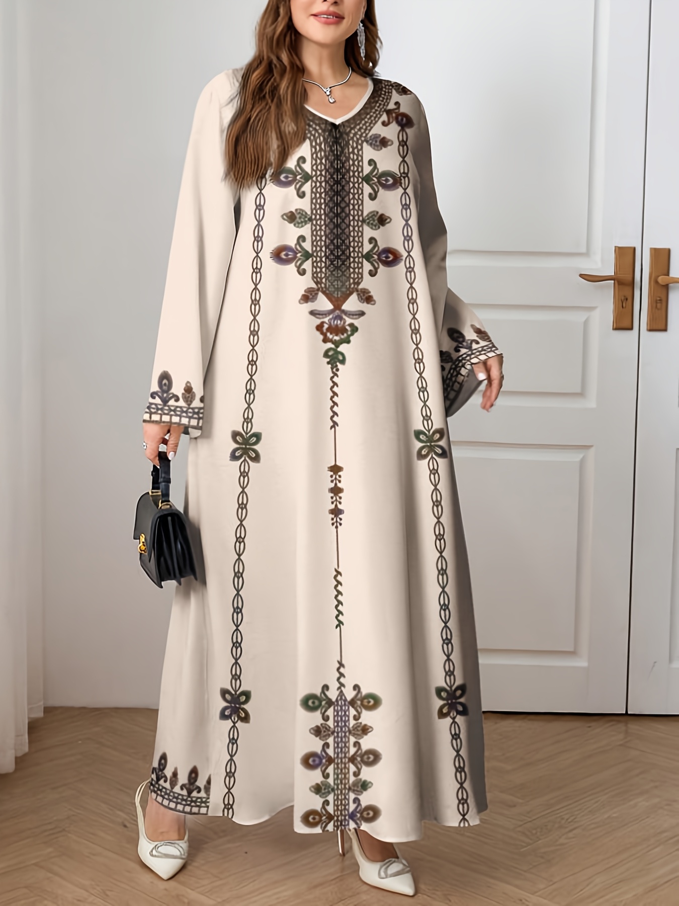 Robe élégante du Moyen-Orient, nouveau style printemps-automne, vêtements pour femmes grande taille, imprimé ethnique, élégante, ample et confortable, robe à manches longues style vacances