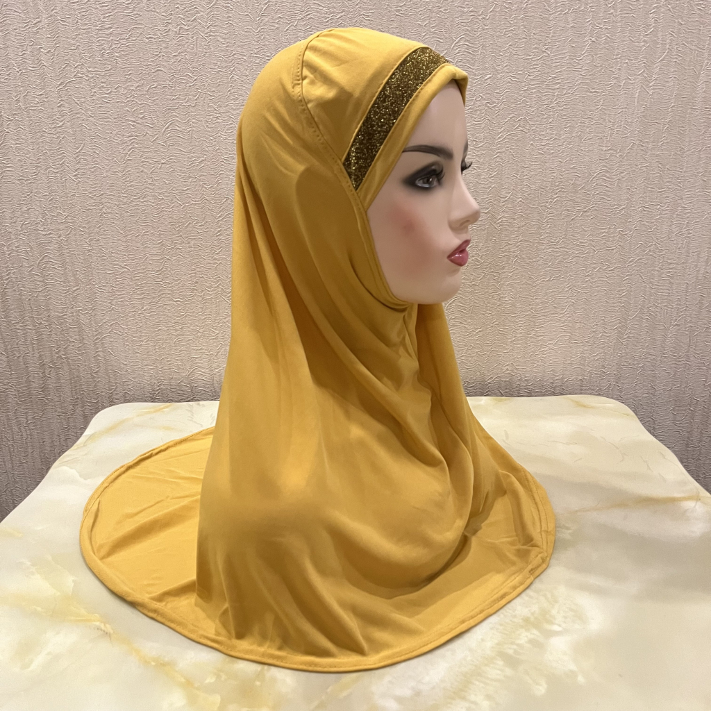 Foulard hijab à paillettes pour grandes filles musulmanes, H063, écharpe islamique à enfiler, foulard amira, haute qualité