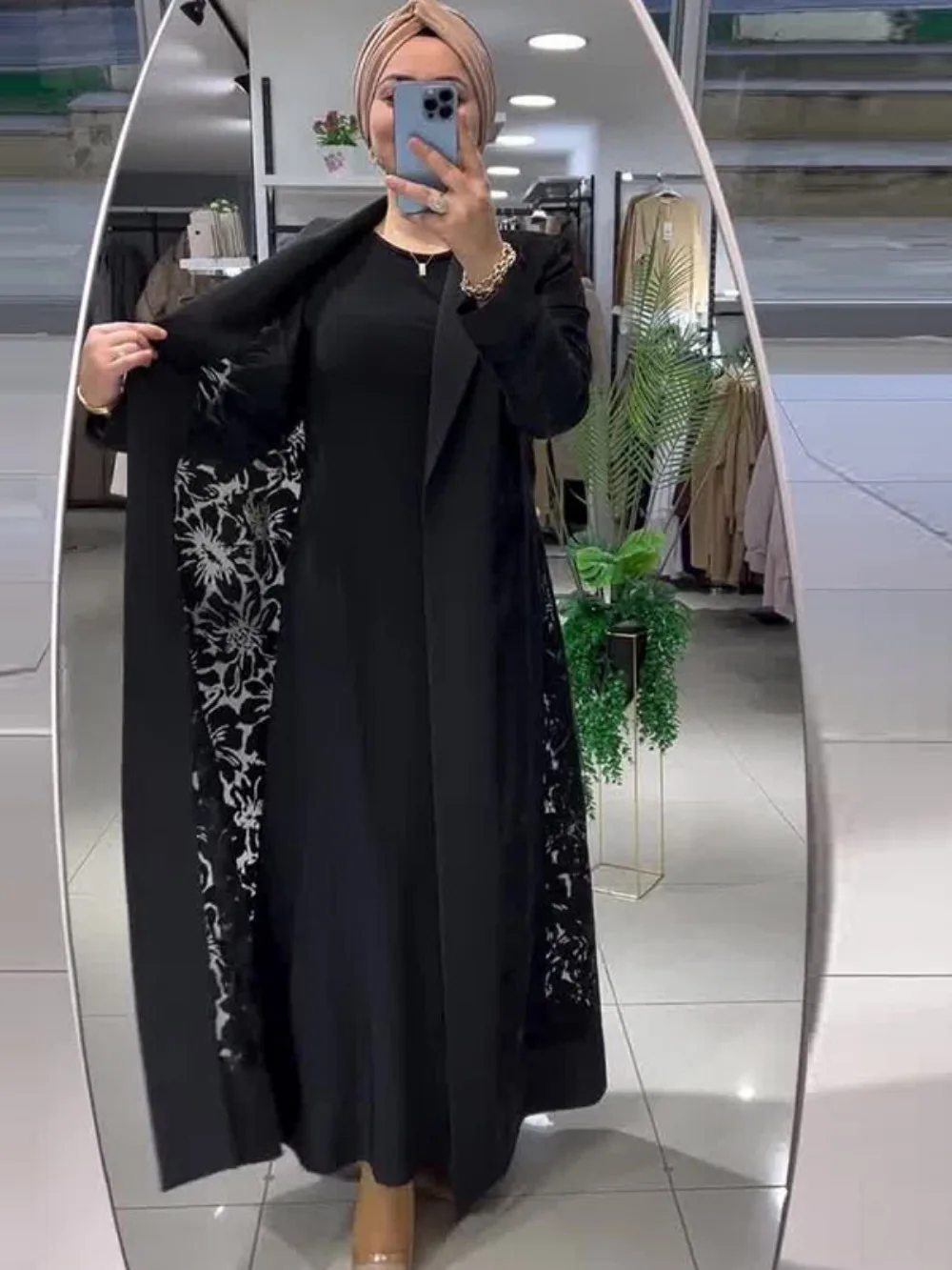 Abaya-Manteau long décontracté pour femmes musulmanes, pardessus à revers amissié, coupe-vent arabe, Ramadan, Maroc, Dubaï, Eid