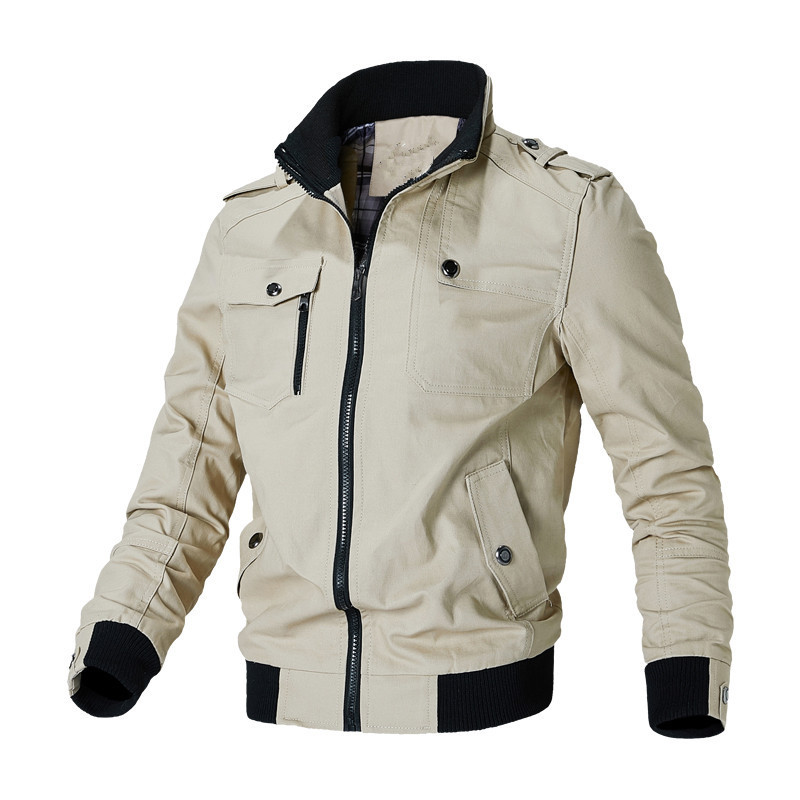 Nouveaux hommes veste décontractée mode coupe-vent veste manteau automne rue mode solide coton veste haute rue moto vestes