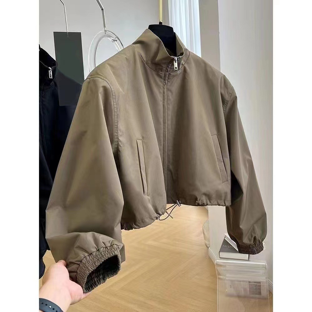 2025 nouveau automne Style coréen haut de gamme FeelDesign col montant veste courte pour les femmes Petite vêtements de travail élégant décontracté Chic hauts