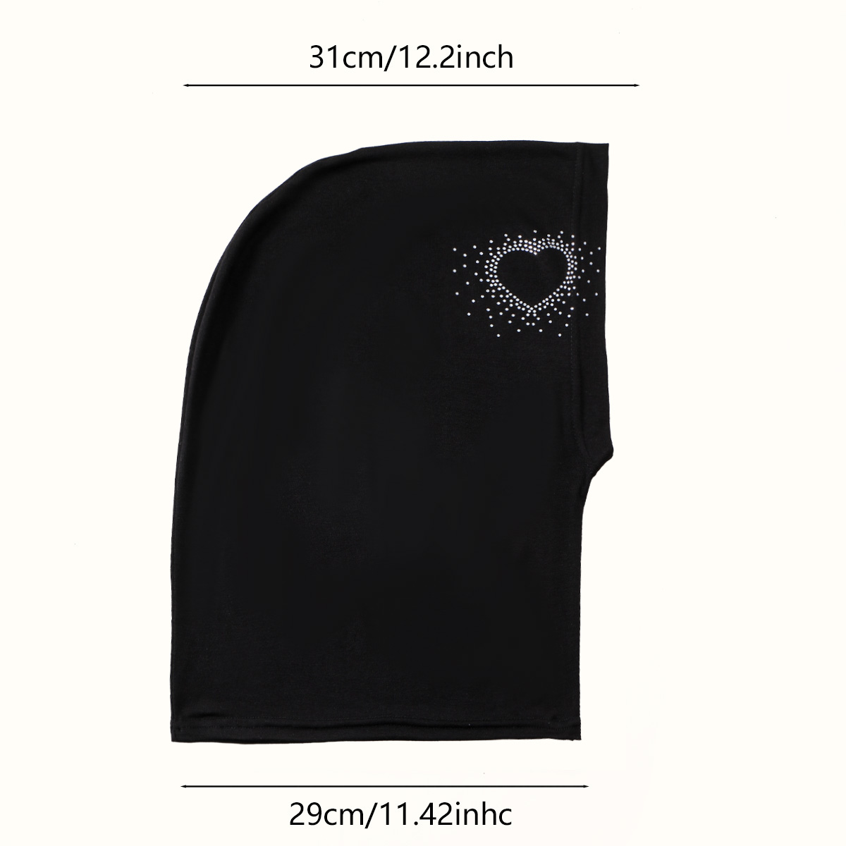 Hijab en jersey musulman avec strass thermocollants, bonnet doux avec nœud, foulard orné de strass en forme de cœur